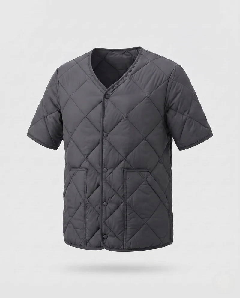 Leichte kurzärmlige Herrenjacke mit Druckknöpfen und Polsterung