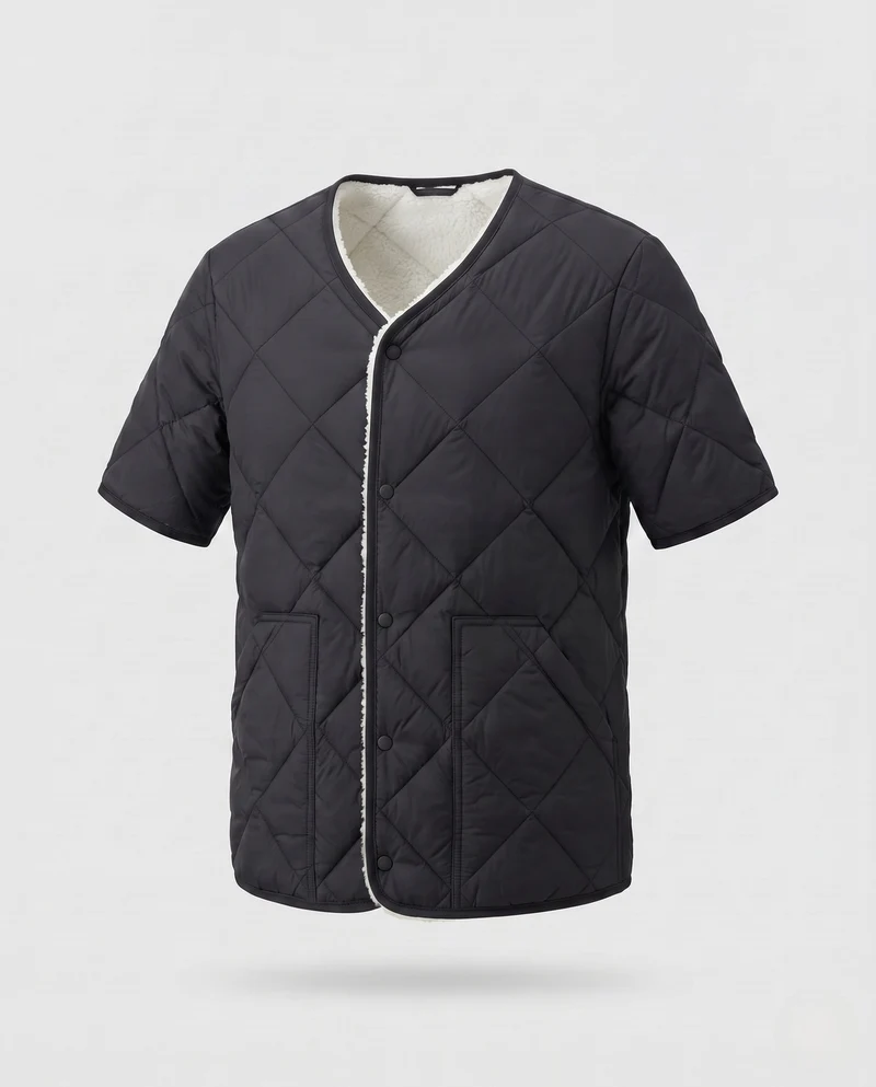 Leichte kurzärmlige Herrenjacke mit Druckknöpfen und Polsterung