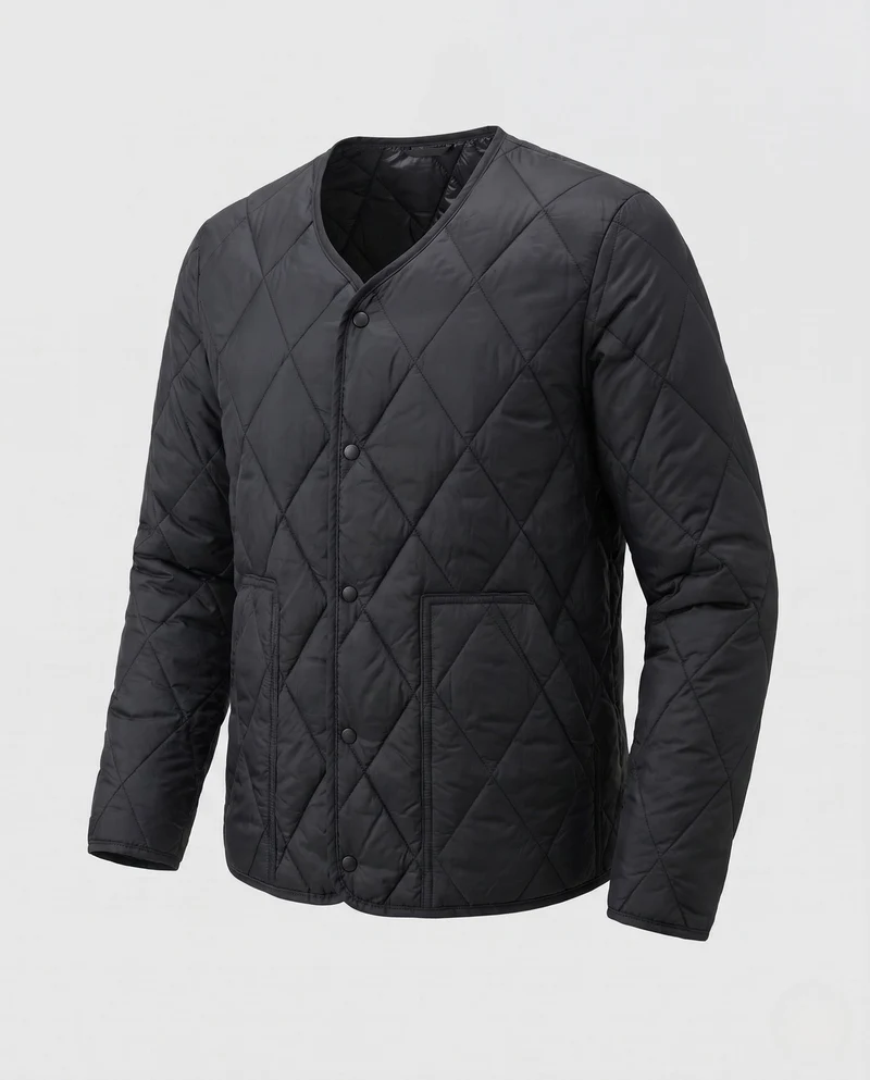 Herren ultraleichte gesteppte Innenjacke mit Druckknöpfen