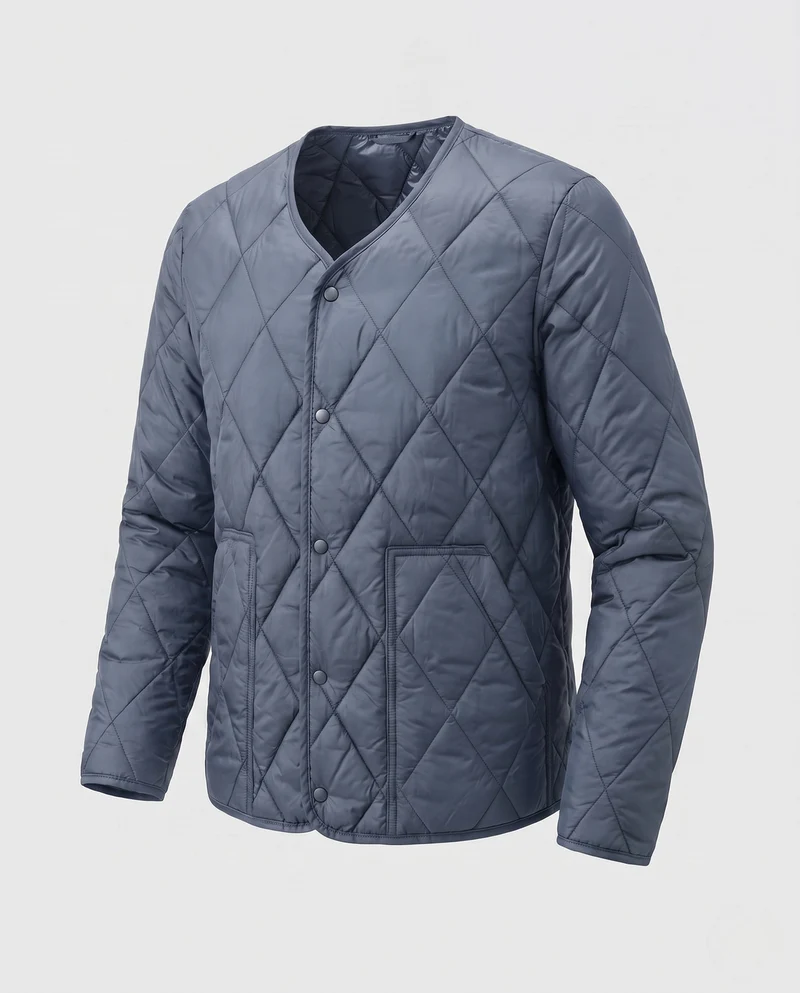 Herren ultraleichte gesteppte Innenjacke mit Druckknöpfen