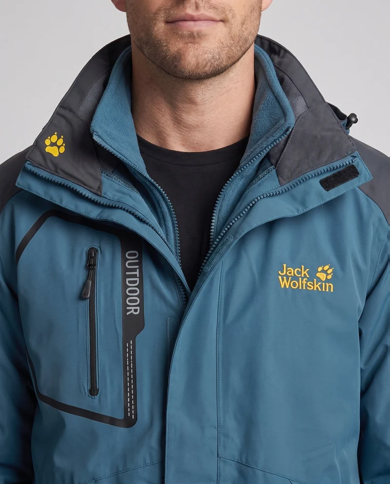 Herren Drei-in-Eins Softshell-Fleece Trekkingjacke mit abnehmbarer Kapuze