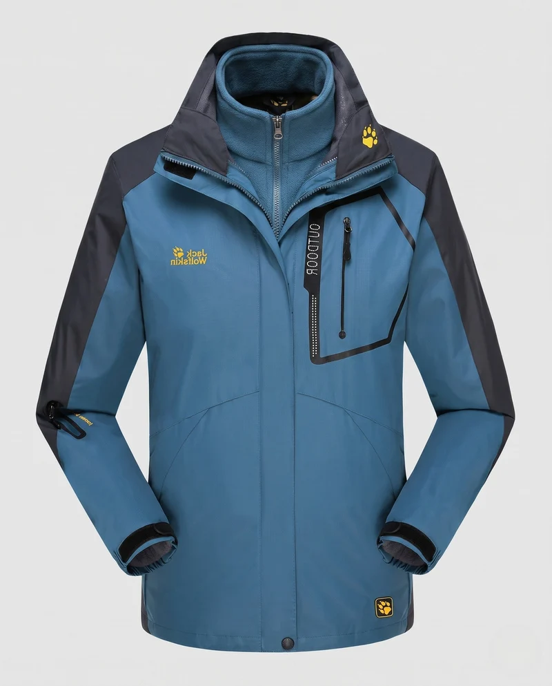 Herren Drei-in-Eins Softshell-Fleece Trekkingjacke mit abnehmbarer Kapuze