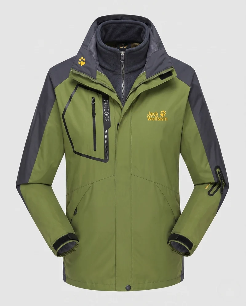 Herren Drei-in-Eins Softshell-Fleece Trekkingjacke mit abnehmbarer Kapuze