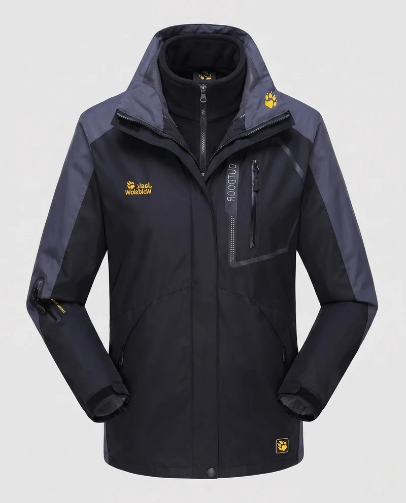 Herren Drei-in-Eins Softshell-Fleece Trekkingjacke mit abnehmbarer Kapuze