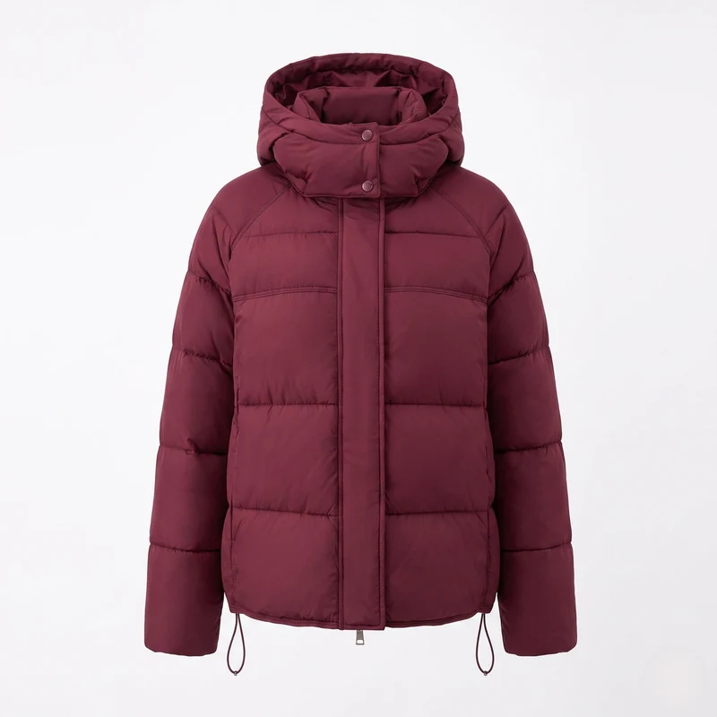 Damen gepolsterte oversized gesteppte Jacke mit hohem Stehkragen und verstellbarem Kordelzug