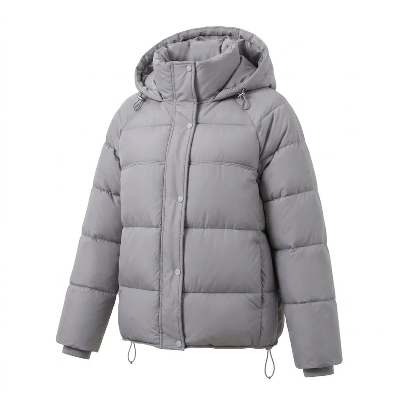 Damen gepolsterte oversized gesteppte Jacke mit hohem Stehkragen und verstellbarem Kordelzug