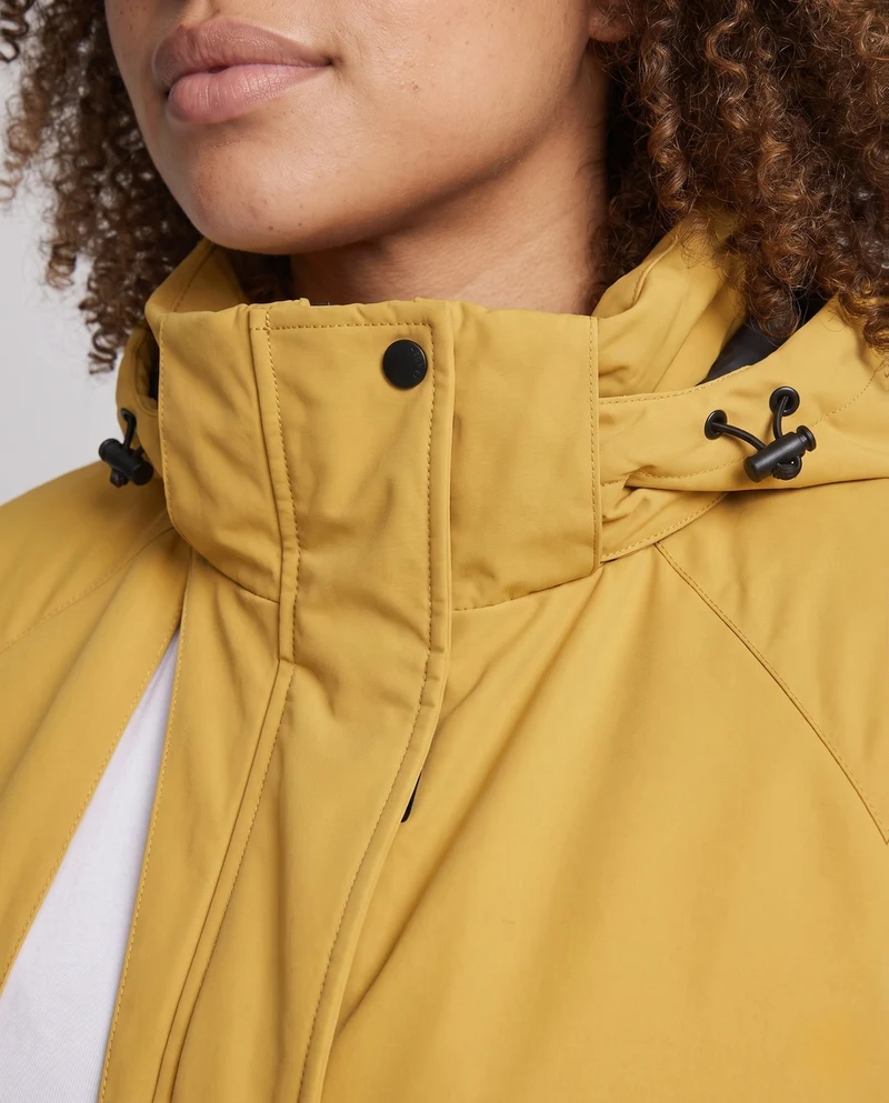 Damen kurze gepolsterte Parka mit großer Kapuze, multifunktionalen Klappen Taschen und hohem Kragen