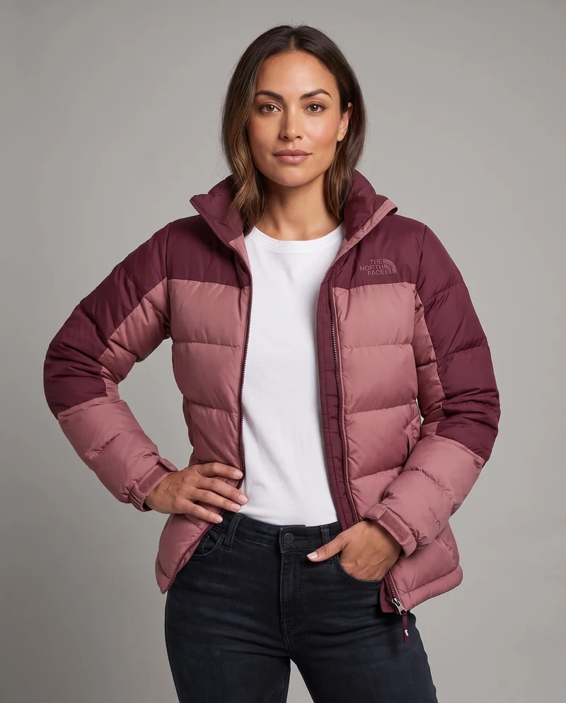 Damen kurze gepolsterte Pufferjacke mit hohem Kragen und kontrastierendem Schulterbesatz