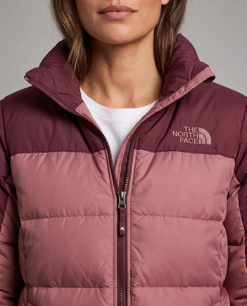 Damen kurze gepolsterte Pufferjacke mit hohem Kragen und kontrastierendem Schulterbesatz