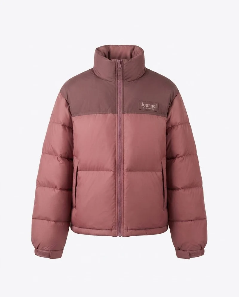 Damen kurze gepolsterte Pufferjacke mit hohem Kragen und kontrastierendem Schulterbesatz