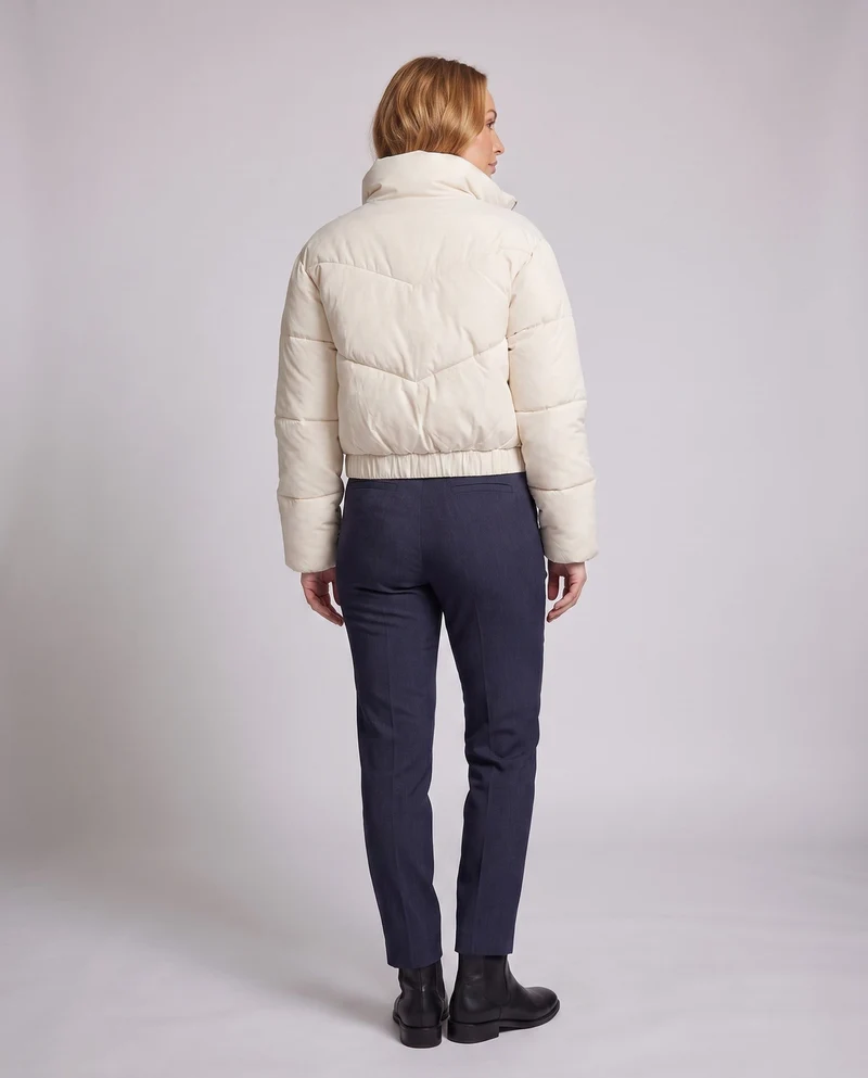 Damen cropped gepolsterte Pufferjacke mit hohem Stehkragen und elastischem Saum