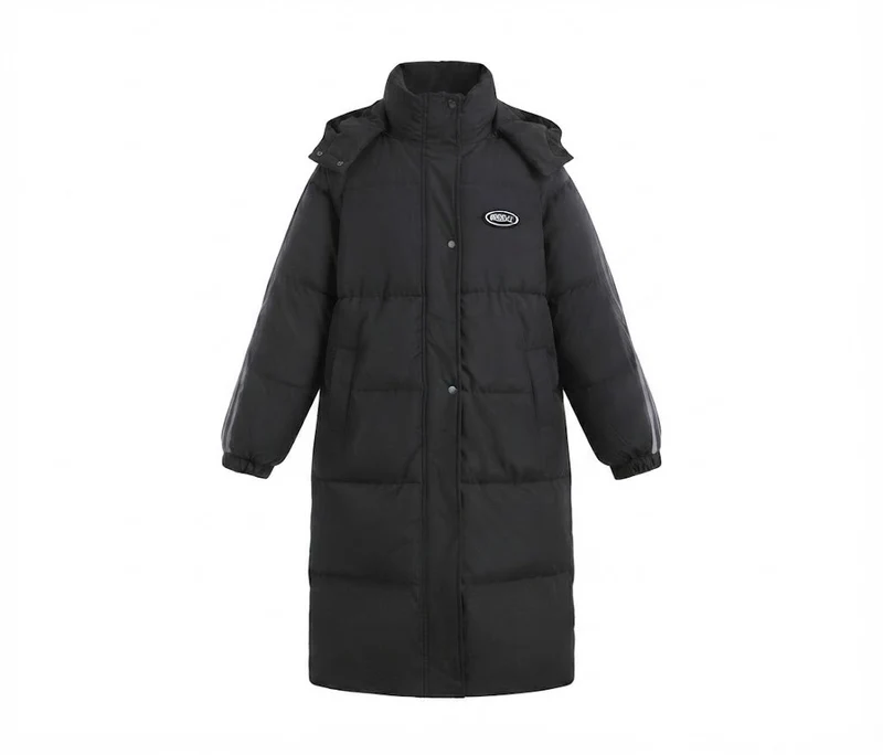 Damen Nan längerer gesteppter Thermoparka mit kontrastierenden Ärmelstreifen und hohem Stehkragen