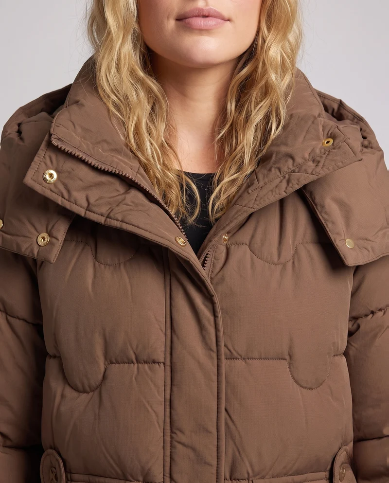 Damen nan längerer urban Stehkragen-Parka mit verstellbarem Kordelzug, dekorativer Knopfleiste und thermisch isolierender Füllung