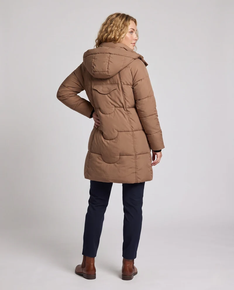 Damen nan längerer urban Stehkragen-Parka mit verstellbarem Kordelzug, dekorativer Knopfleiste und thermisch isolierender Füllung