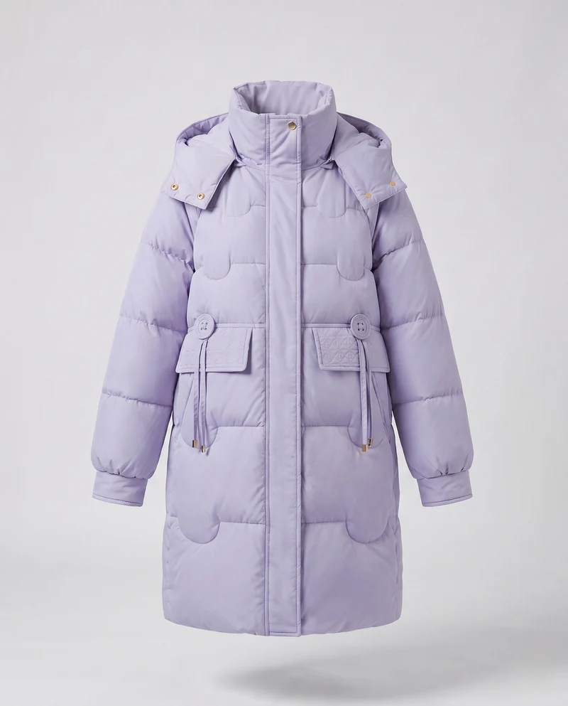 Damen nan längerer urban Stehkragen-Parka mit verstellbarem Kordelzug, dekorativer Knopfleiste und thermisch isolierender Füllung