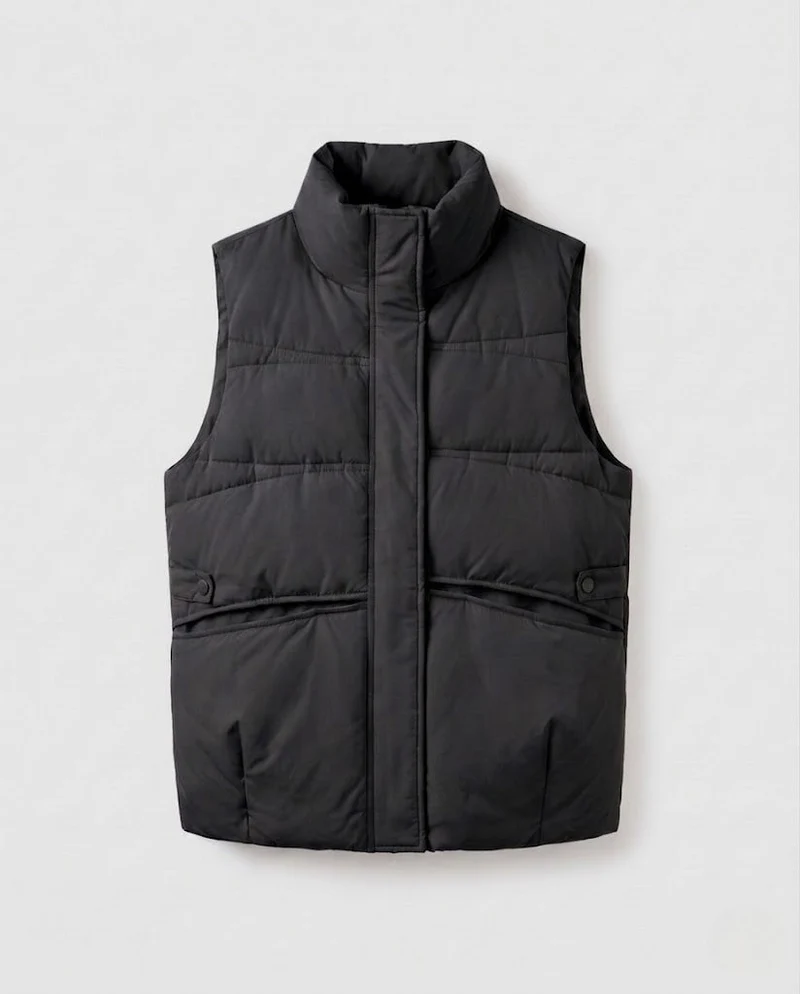 Damen nan leichtgewicht gesteppte Thermojacke mit hoch stehendem Kragen, verdecktem beidseitigem Reißverschluss und seitlichen Eingrifftaschen