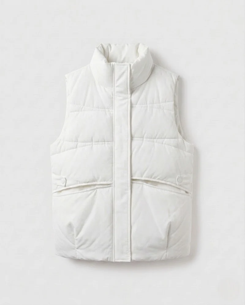 Damen nan leichtgewicht gesteppte Thermojacke mit hoch stehendem Kragen, verdecktem beidseitigem Reißverschluss und seitlichen Eingrifftaschen