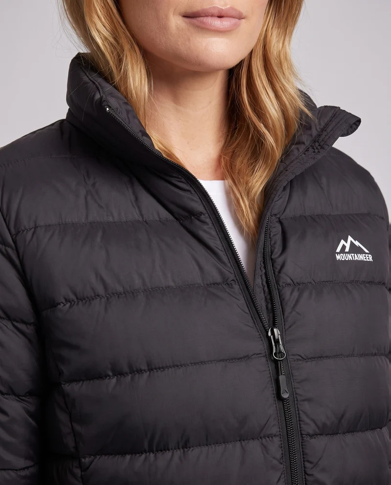 Damen nan leichte packbare kurze gesteppte Jacke mit hohem Stehkragen und aufgesetzten Taschen