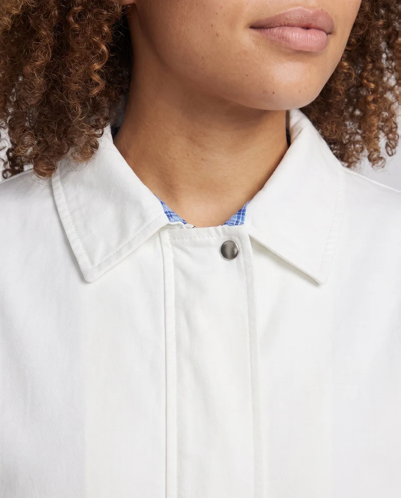 Damen leichte winddichte Blousonjacke mit kariertem Futter, elastischem Saum und dezentem Logo-Stickerei