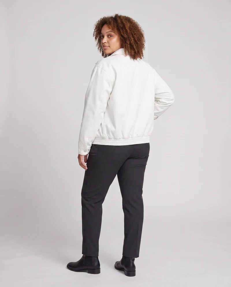 Damen leichte winddichte Blousonjacke mit kariertem Futter, elastischem Saum und dezentem Logo-Stickerei