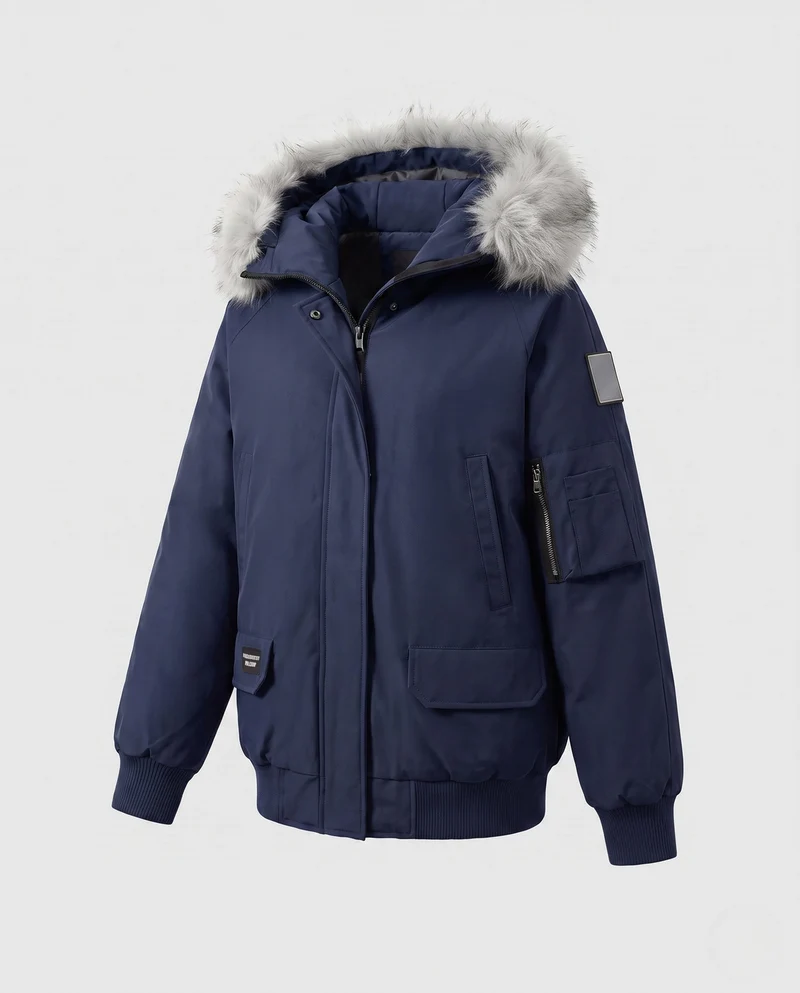 Damen Oversized-Parka mit voluminösem Kunstfellkapuze, multifunktionalen Taschen und thermischer Polsterung.