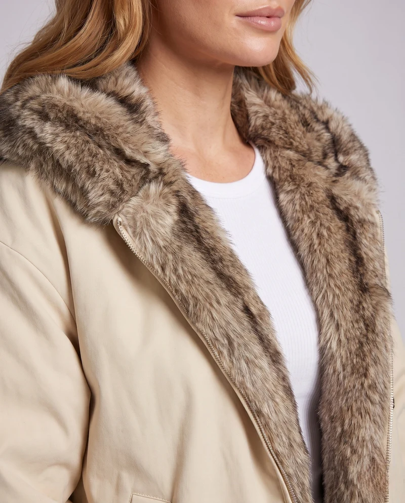 Damen oversized Hoodiejacke mit Kunstfellohren und Fleecefutter, Rundum-Reißverschluss