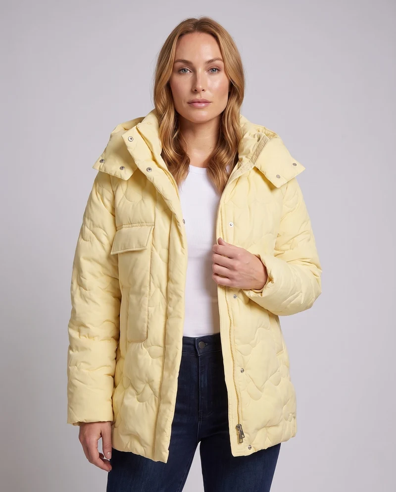Damen Übergröße gesteppte Jacke mit hohem Stehkragen und großen aufgesetzten Taschen