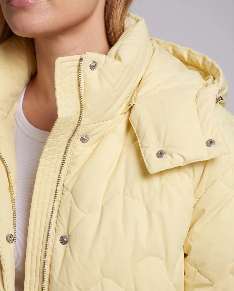 Damen Übergröße gesteppte Jacke mit hohem Stehkragen und großen aufgesetzten Taschen