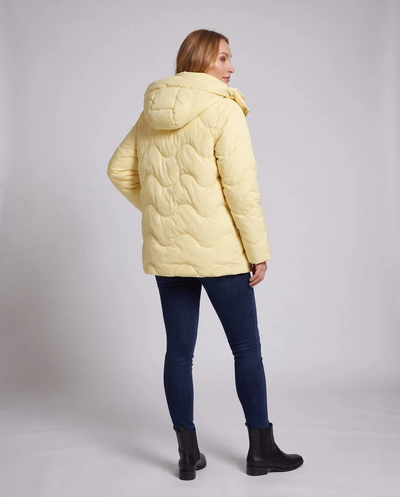 Damen Übergröße gesteppte Jacke mit hohem Stehkragen und großen aufgesetzten Taschen