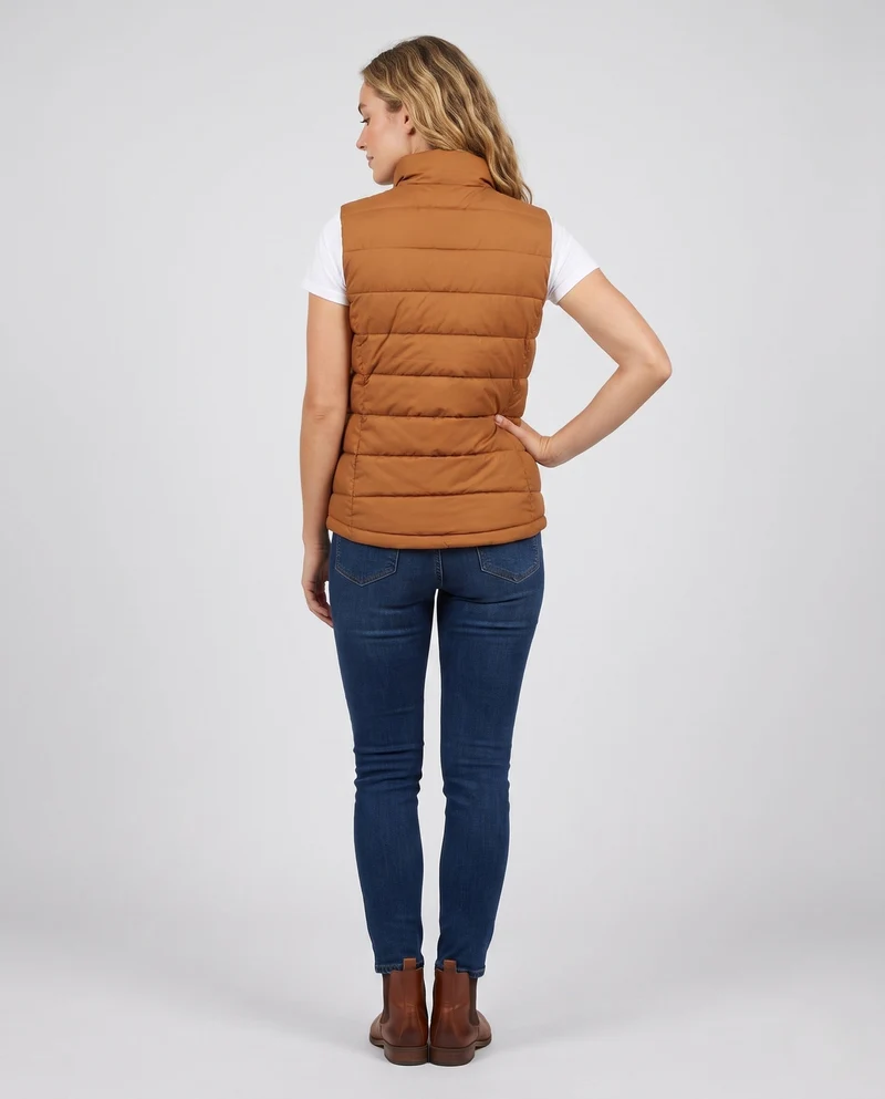 Damen oversized thermo-gestepptes Weste mit voluminösem Stehkragen, Zwei-Wege-Reißverschluss und verstellbarem Kordelzugsaum