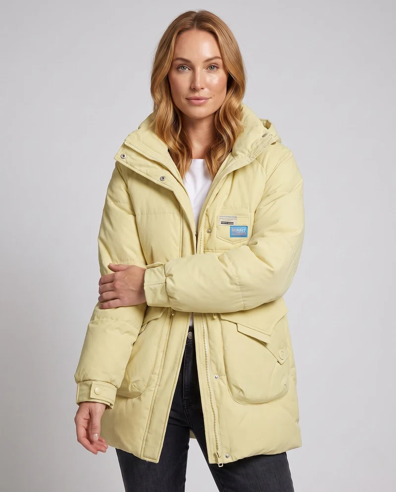 Damen übergroße Thermoparkas mit Kapuze, großen Klappen Taschen und elastischen Ärmelbündchen