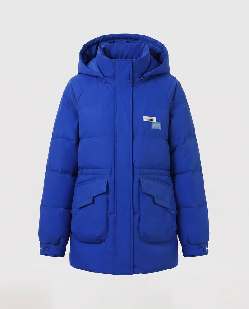 Damen übergroße Thermoparkas mit Kapuze, großen Klappen Taschen und elastischen Ärmelbündchen