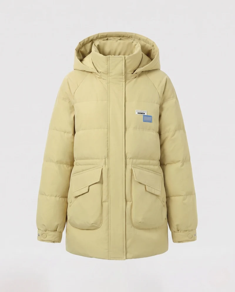 Damen übergroße Thermoparkas mit Kapuze, großen Klappen Taschen und elastischen Ärmelbündchen