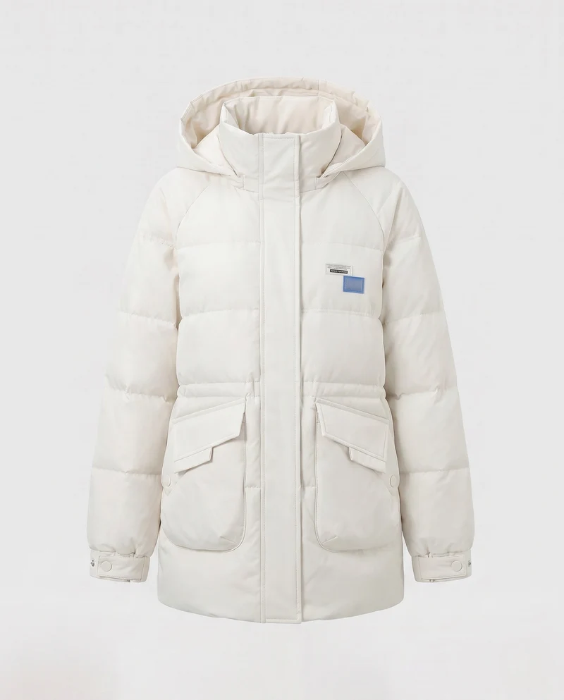 Damen übergroße Thermoparkas mit Kapuze, großen Klappen Taschen und elastischen Ärmelbündchen
