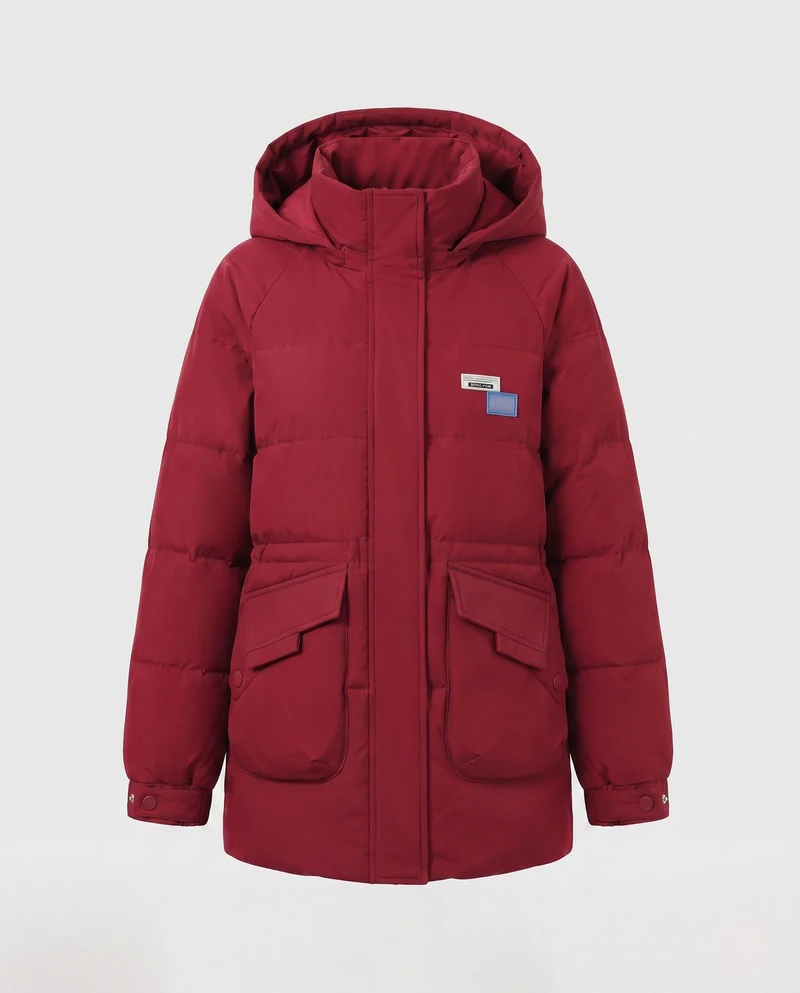Damen übergroße Thermoparkas mit Kapuze, großen Klappen Taschen und elastischen Ärmelbündchen