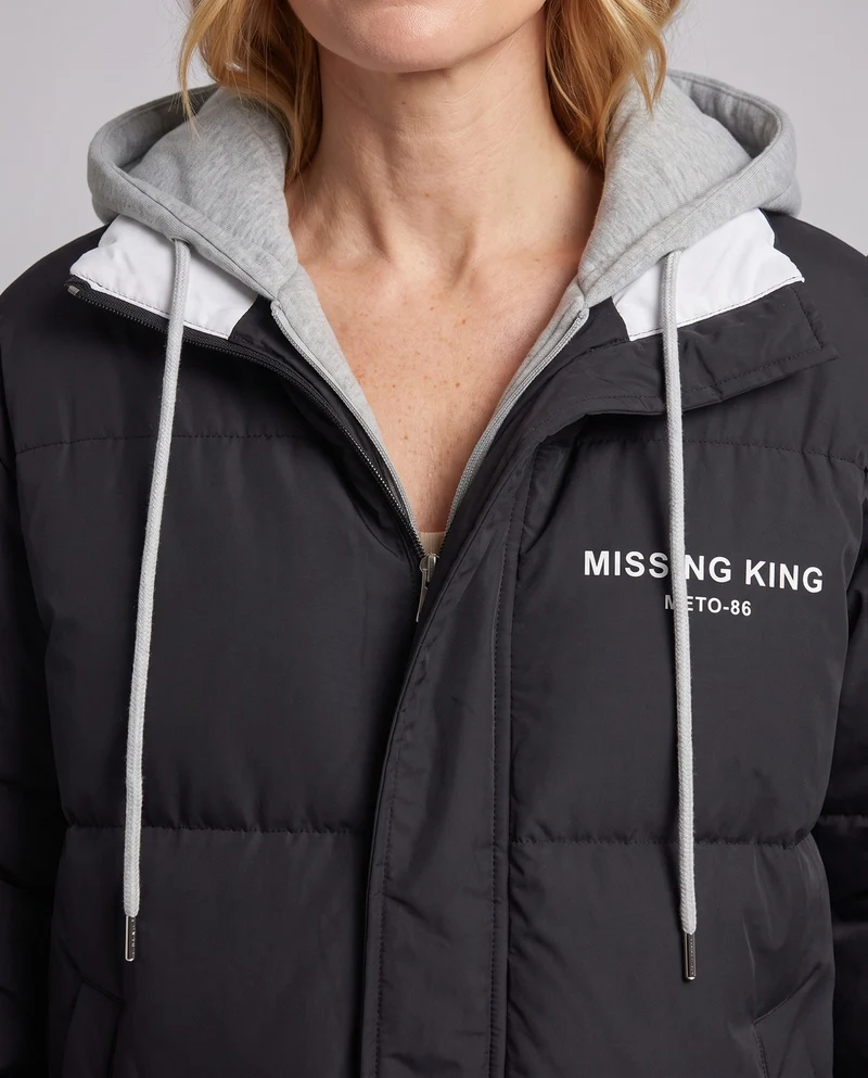 Damen Sportlicher gepolsterter Parka mit Kapuze und Kontraststreifen, übergroßer Silhouette und thermischem Futter