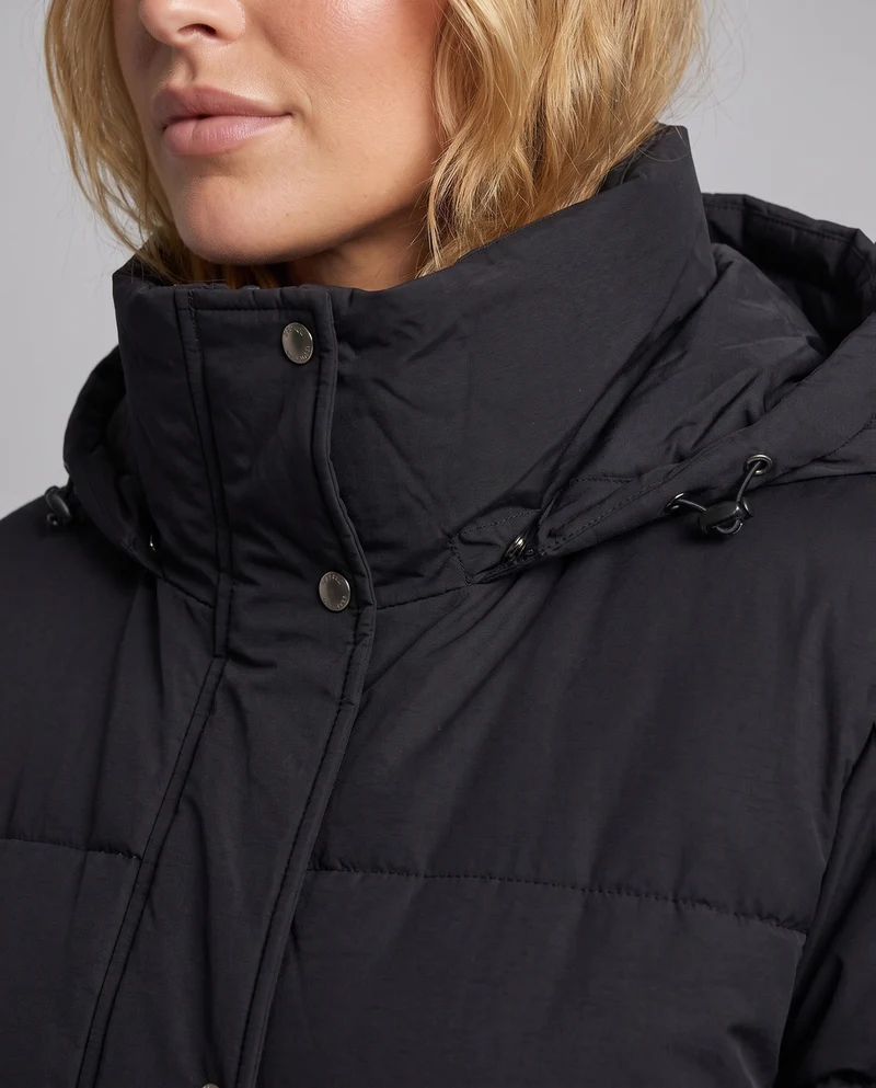 Damen Nano Ultra Lang Oversized Steppmantel mit geräuschreduzierendem Außenmaterial und Thermofüllung