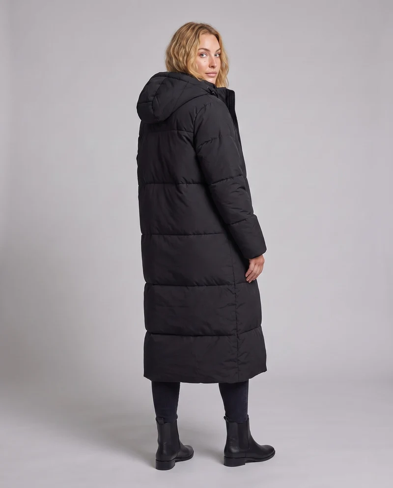 Damen Nano Ultra Lang Oversized Steppmantel mit geräuschreduzierendem Außenmaterial und Thermofüllung