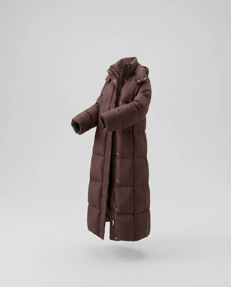 Damen ultraleichter Midi-Steppmantel mit verlängertem Rücken, innovativer Klima-Isolation und winddichtem Außenmaterial