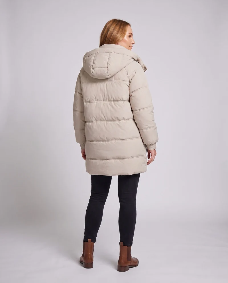 Damen urbane thermische Parka mit ergonomischer Kapuze, verdecktem Reißverschluss und großzügigen Sicherheitstaschen