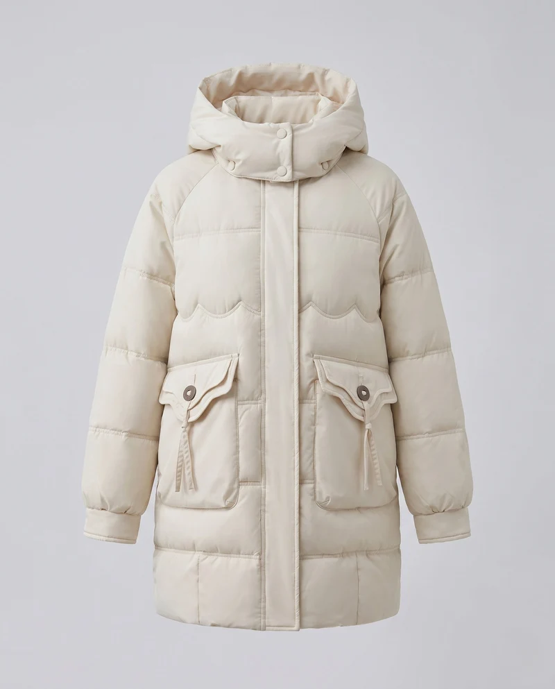 Damen urbane thermische Parka mit ergonomischer Kapuze, verdecktem Reißverschluss und großzügigen Sicherheitstaschen