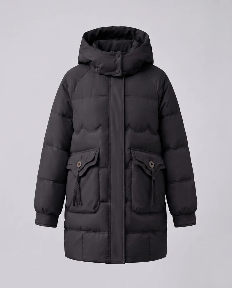 Damen urbane thermische Parka mit ergonomischer Kapuze, verdecktem Reißverschluss und großzügigen Sicherheitstaschen