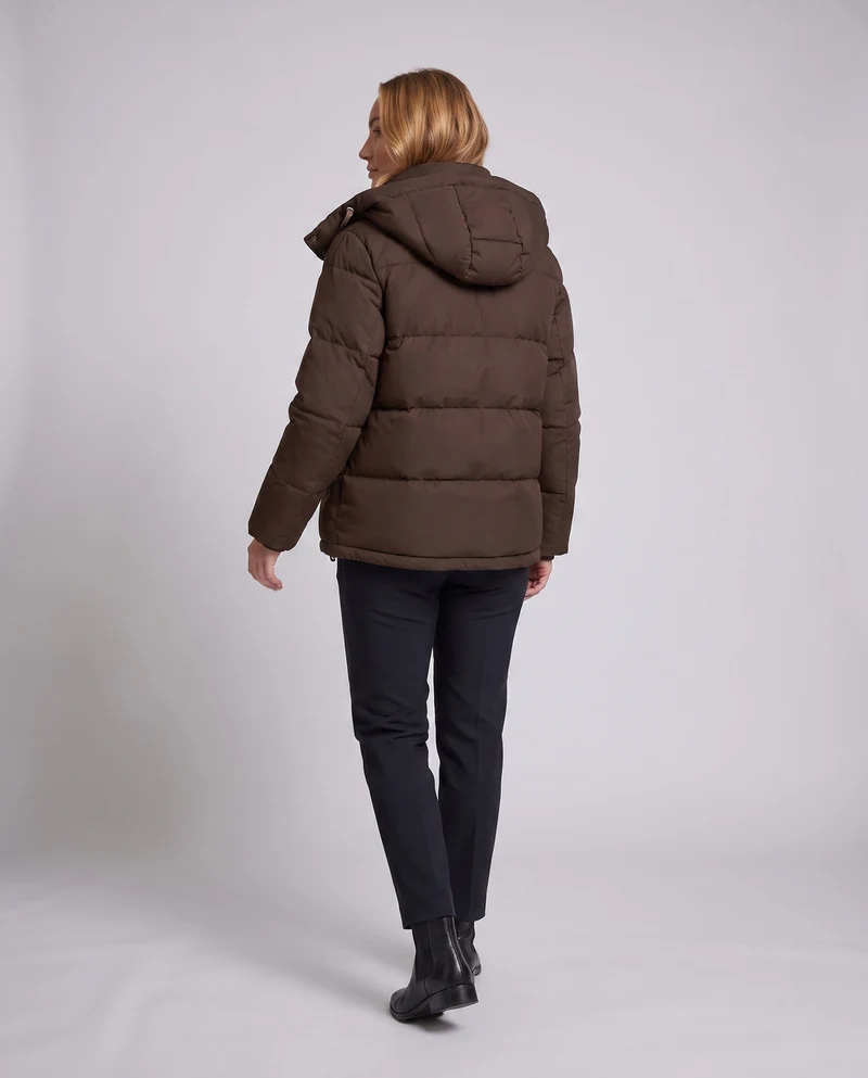 Damen Jacke ohne Polster mit Kapuze im oversized Boxy-Schnitt, hohem Kragen, Kordelzug und verdecktem Zwei-Wege-Reißverschluss