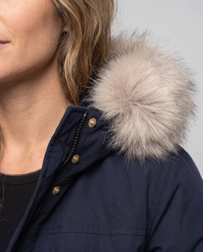 Damen gepolsterte oversized Parka mit abnehmbarem Kunstfellkapuze, großen Cargo- Klappentaschen und wärmerer Wärmeisolierung