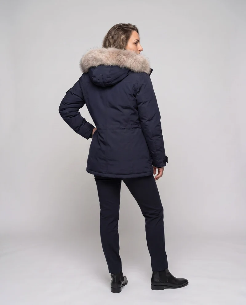 Damen gepolsterte oversized Parka mit abnehmbarem Kunstfellkapuze, großen Cargo- Klappentaschen und wärmerer Wärmeisolierung