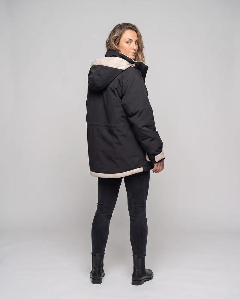 Damen Oversized Parka mit abnehmbarer gesteppter Innenweste, hohem Kragen und großen Klappentaschen