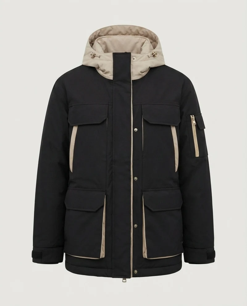 Damen Oversized Parka mit abnehmbarer gesteppter Innenweste, hohem Kragen und großen Klappentaschen