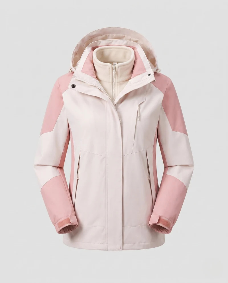 Damen Colorblock Leicht Übergangsjacke mit atmungsaktiver Membran und herausnehmbarem Innenwesten