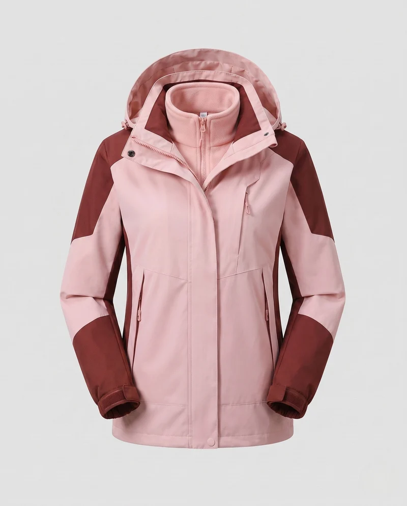 Damen Colorblock Leicht Übergangsjacke mit atmungsaktiver Membran und herausnehmbarem Innenwesten