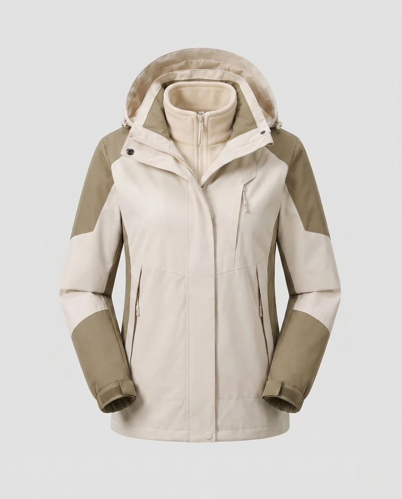 Damen Colorblock Leicht Übergangsjacke mit atmungsaktiver Membran und herausnehmbarem Innenwesten
